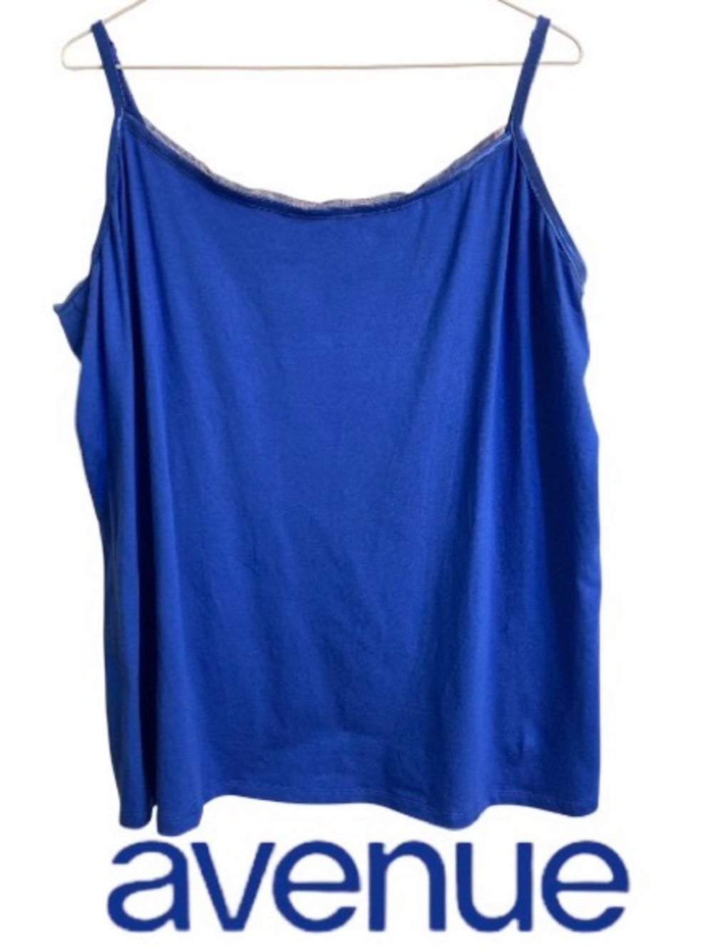 22/24W AVENUE Plus Size Cotton Camisole Top with Stretch, Rich Royal Blue